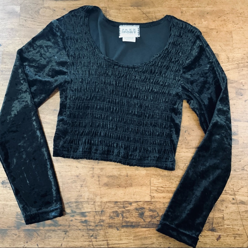 Jazz Sport | Vintage Black Crushed Velvet Crop Top